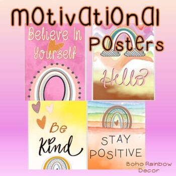 Preview of Boho Rainbow Motivational Quotes