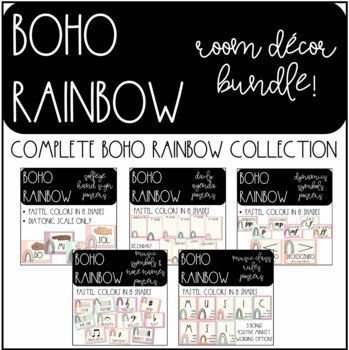 Preview of Boho Rainbow Music Decor Bundle