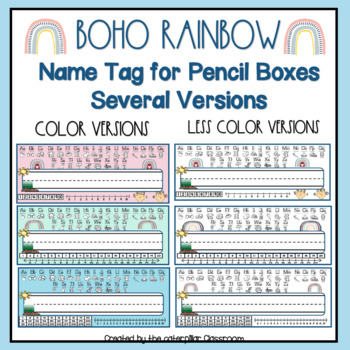 Preview of Boho Rainbow Name Plate-Name Tags for Pencil Boxes or Desk