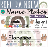Boho Rainbow Name Plates EDITABLE Boho Calming Colors Clas