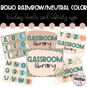 Preview of Boho Rainbow/Neutral Colors Reading Levels & Signs