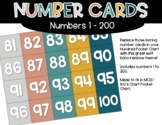 Boho Rainbow Number Cards 1 to 200 - Hundrends Pocket Chart
