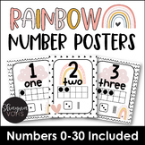 Number Posters with Ten Frames 0-30 Boho Rainbow 