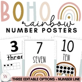 Boho Rainbow Number Posters | Number Line | Editable