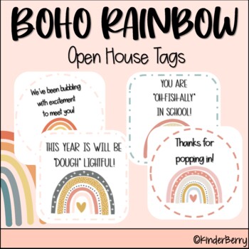 Preview of Boho Rainbow Open House Back to School Gift Tags