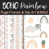 Boho Rainbow Page Borders/Frames and Clip Art BUNDLE | Com