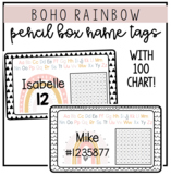 Boho Rainbow Pencil Box Name Tag (Primary)
