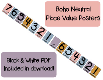 Preview of Boho Rainbow Place Value Posters
