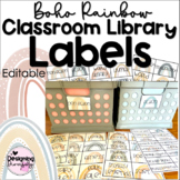 Boho Rainbow Classroom Library Labels | EDITABLE