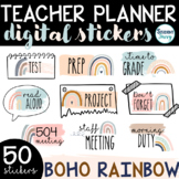 Boho Rainbow Planner Stickers Digital Teacher Planner Stic