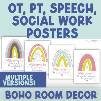 Preview of Boho Rainbow Posters/Images for OT, PT, Speech, and Social work- Therapy Decor