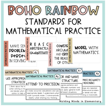 Preview of Boho Rainbow Posters- Standards for Mathematical Practice