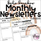Boho Rainbow Monthly Newsletter Templates | EDITABLE