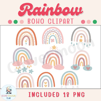 Boho Rainbow | Rainbow Clipart | Boho Clipart by Clovermoon Club