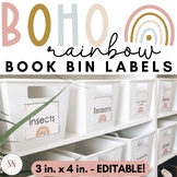 Boho Rainbow Library Book Bin Labels