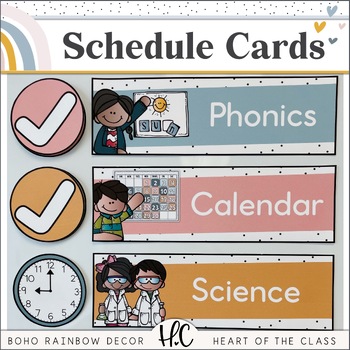 Learning Toys Ctosree Boho Daily Schedule Pocket Chart 14 With 4