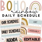 Boho Rainbow Schedule Cards | Editable