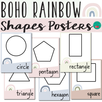 Preview of Boho Rainbow Shapes Posters 2D and 3D  -  Neutral Colors Calming Boho Decor