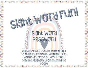 Preview of Boho Rainbow Sight Word Password | Sight Word Password | Sight Word Practice