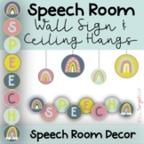 Boho Rainbow Speech Therapy Room Wall Sign and Ceiling Dec