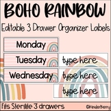 Boho Rainbow Sterilite Drawer Labels Editable