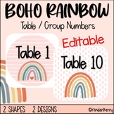 Boho Rainbow Table Numbers & Classroom Labels Editable