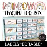 Boho Rainbow Teacher Toolbox Editable