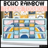 Boho Rainbow Teacher Toolbox Labels -Editable