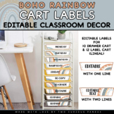 Boho Rainbow Trolley Cart Labels - Editable