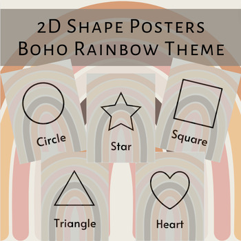 Preview of Boho Rainbow Theme 2D Shape Posters, Wall Decor, Cards, neutral/muted