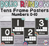Boho Rainbow Theme Classroom Decor Tens Frame Posters