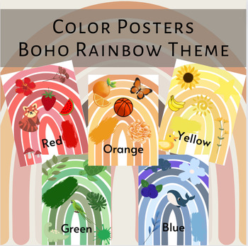 Preview of Boho Rainbow Theme- Color Posters, Wall Decor, Cards