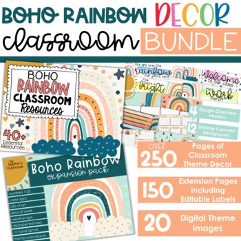 Download Boho Rainbow Theme Complete Classroom Decor Bundle By Teacher S Clubhouse