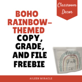 Boho Rainbow Themed Copy, Grade, and File Freebie