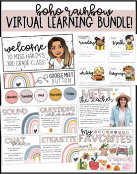 Preview of Boho Rainbow Virtual Learning Bundle!