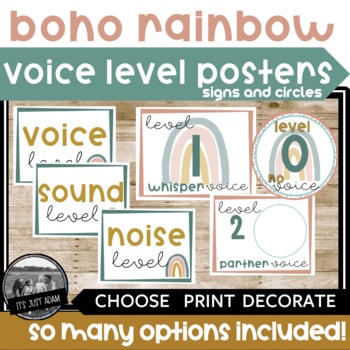 Boho Rainbow Voice Level Chart l Boho Rainbow Voice Level Posters Signs ...