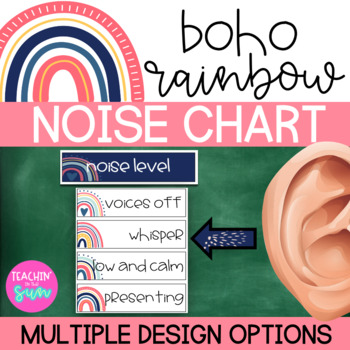Boho Rainbow Voice Levels Chart Noise Meter Chart | Neutral and Bright