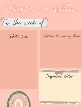 Preview of Boho Rainbow Weekly Newsletter Template