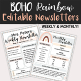 Boho Rainbow Weekly and Monthly Newsletter Templates | EDITABLE!