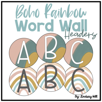 Preview of Boho Rainbow Word Wall Letters