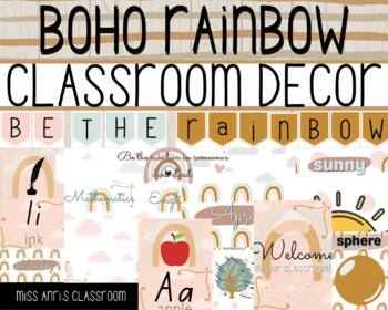 Preview of Boho Rainbow class theme decor