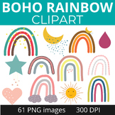 Boho Rainbow clipart For Classroom Decor, Bright color Rai