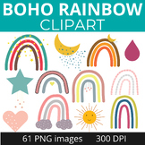 Boho Rainbow clipart, Bright color clipart, Design elements 