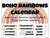 Boho Rainbows Calendar and Today's Weather Chart Pieces fo