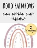 Boho Rainbows Class Birthday Chart ~2 Designs!~ EDITABLE!!!