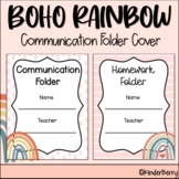 Boho Rainbows Communication / Homework Folder Cover Freebie