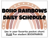 Boho Rainbows Daily Schedule Cards for Pocket Chart