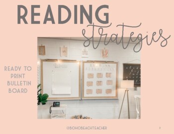 Preview of Reading Strategies Bulletin Board Ready to Print BOHO COLOR THEME
