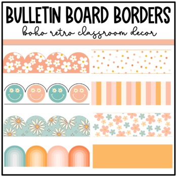 Preview of Boho Retro Classroom Decor: Bulletin Board Borders