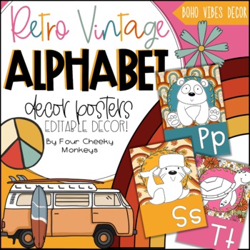 Preview of Boho Classroom Decor / Retro Vintage Themed Alphabet Display